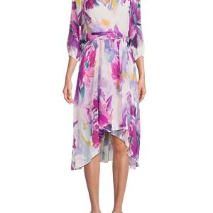 DKNY Multicolor Floral High Low Dress